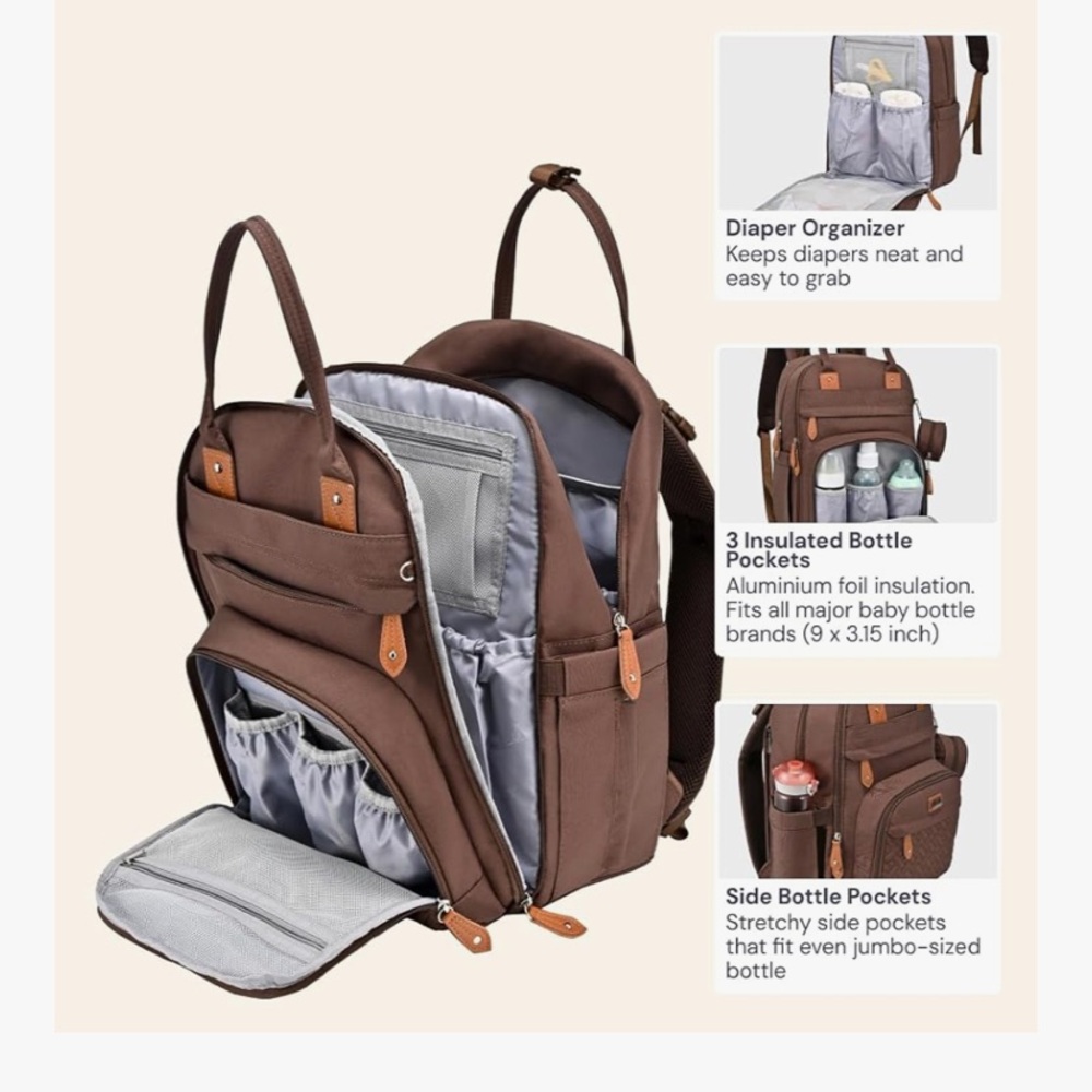 Brown diaper bag - Picture 3 of 9